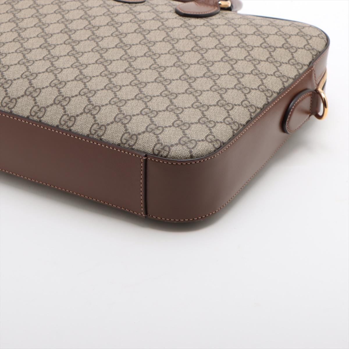 Gucci GG Supreme Leder Two-Way Business Aktentasche Beige×Braun für Damen oder Herren im Angebot