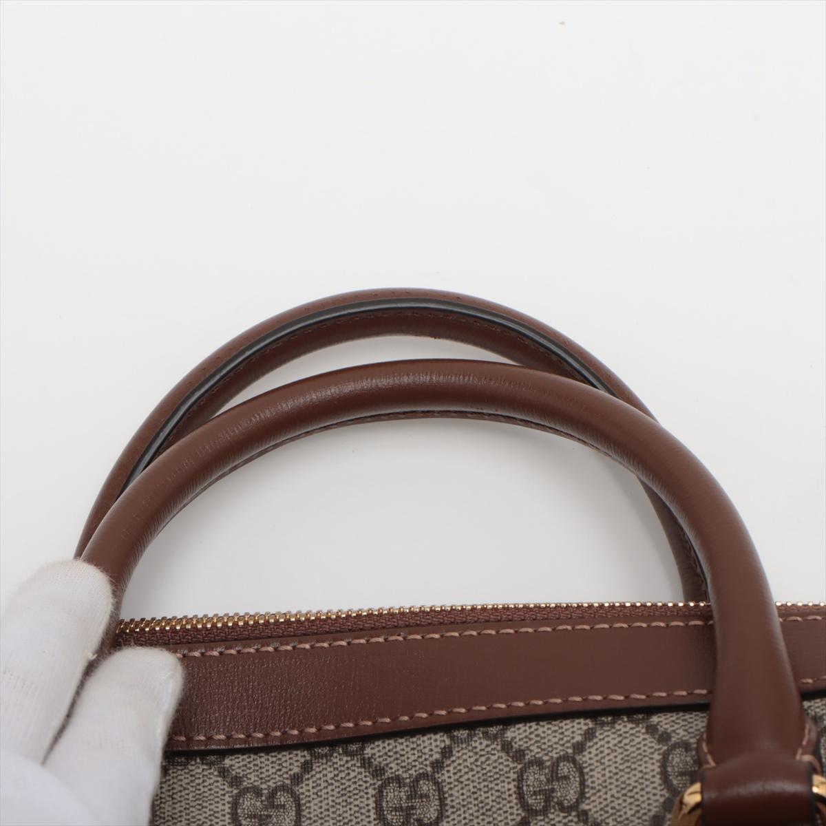 Gucci GG Supreme Leather Two-Way Business Briefcase Beige×Brown For Sale 3
