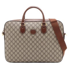 Gucci GG Supreme Leather Two-Way Business Briefcase Beige×Brown