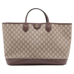 Gucci GG Supreme Leather Two-Way Tote Bag Beige×Brown