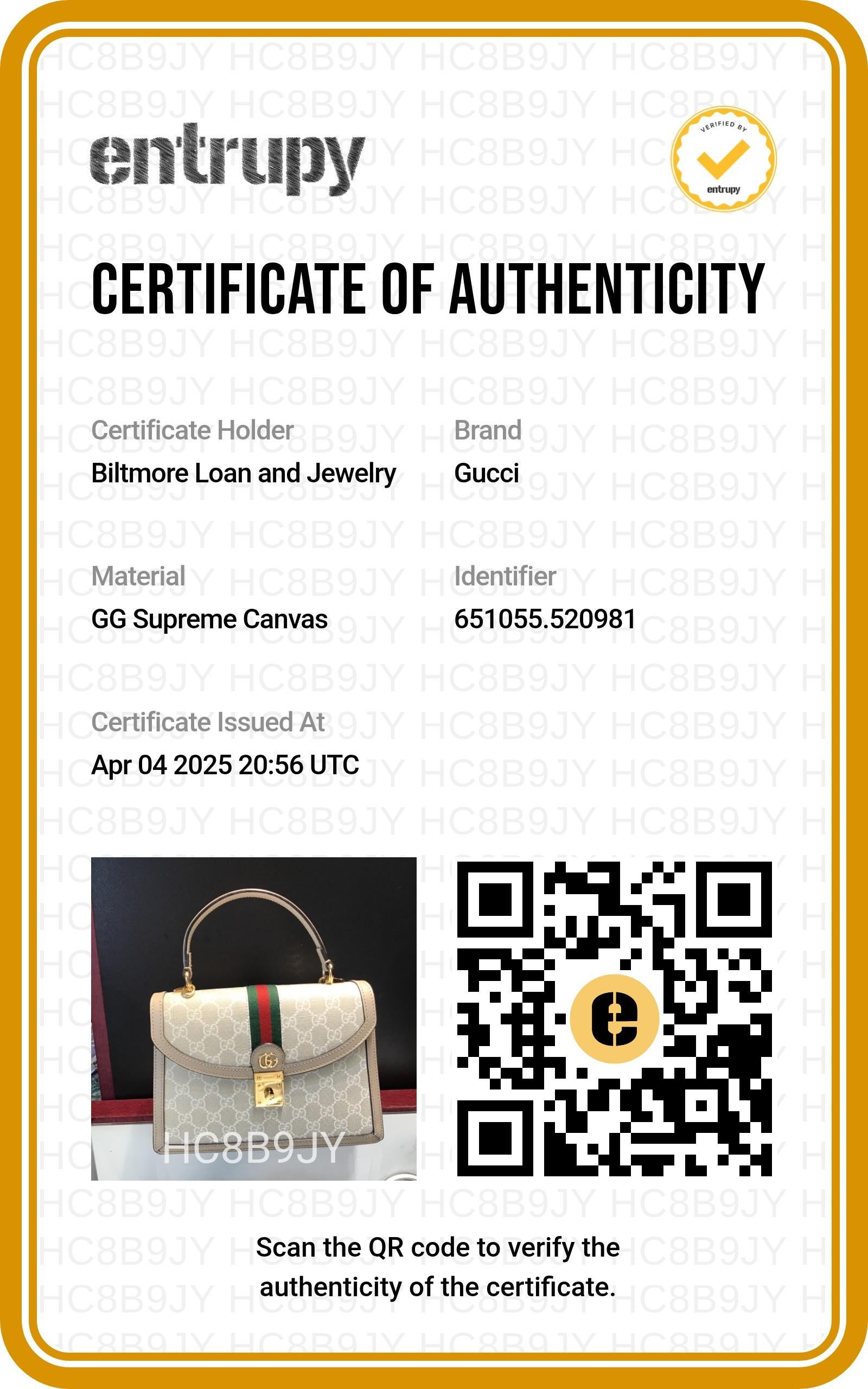 Gucci GG Supreme Medium Ophidia Top Handle Bag For Sale 6