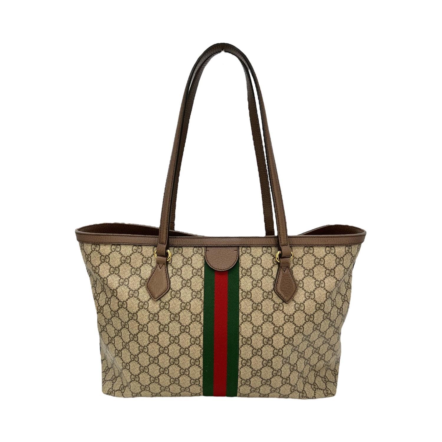 Brown Gucci GG Supreme Medium Ophidia Tote