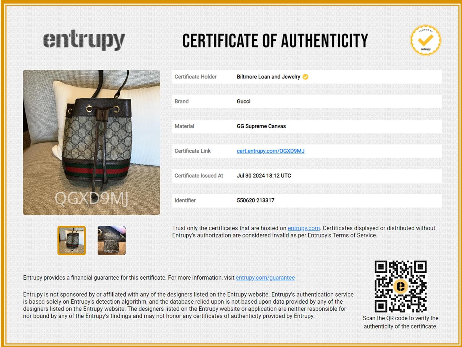 Gucci GG Supreme Mini Ophidia Bucket Bag For Sale 4