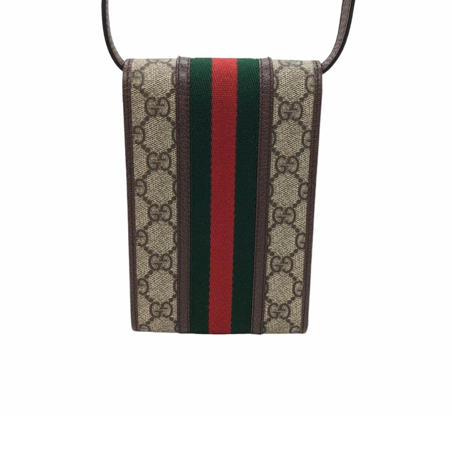 Gucci GG Supreme Mini Ophidia Vertical Flap Crossbody In Excellent Condition In Scottsdale, AZ