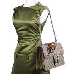 GUCCI GG Supreme Monogram Bee Embroidered Shoulder Bag Brown