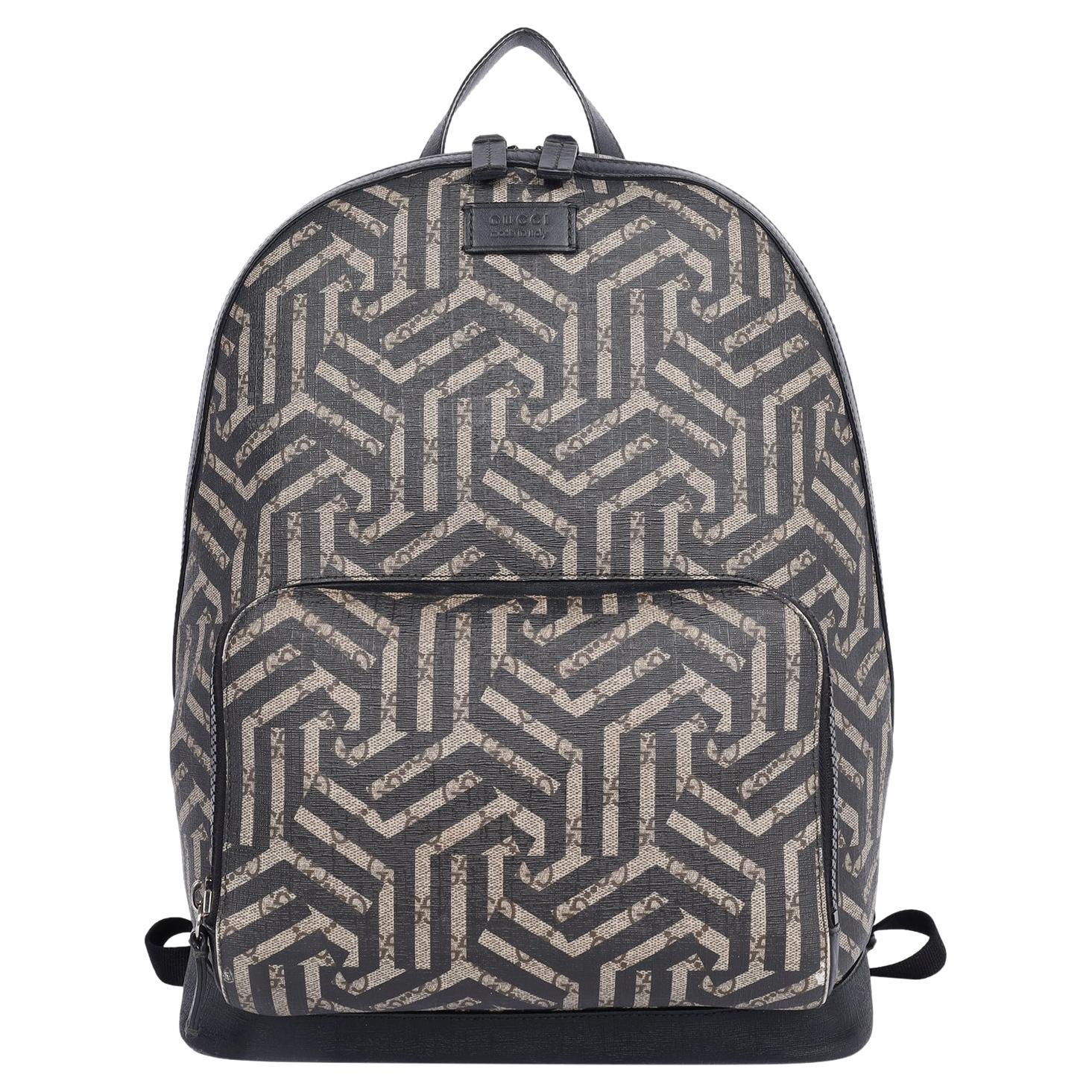 Gucci GG Supreme Monogram Caleido Backpack in Black For Sale
