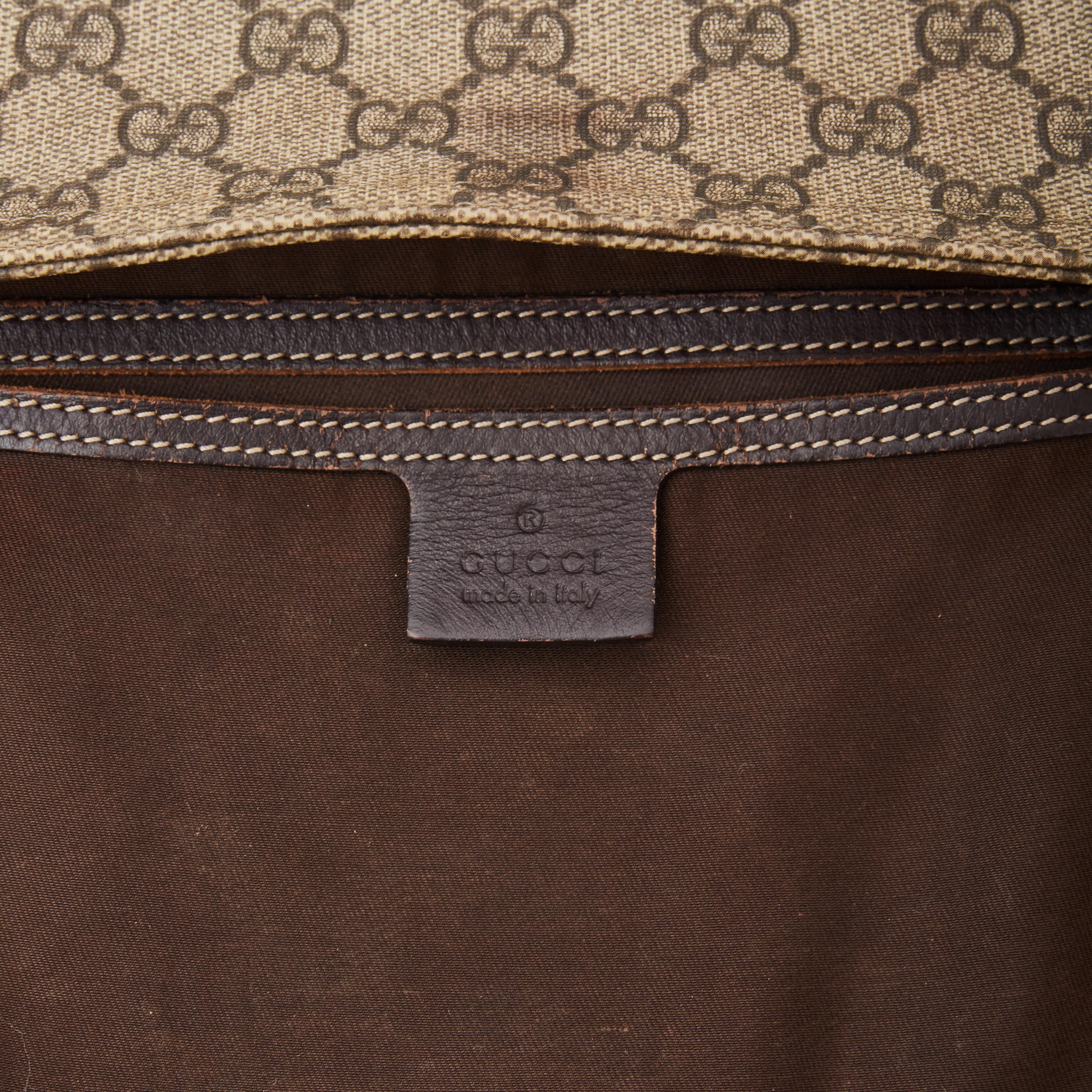 Brown Gucci GG Supreme Monogram Canvas Beige/Ebony Messenger Bag (201446)