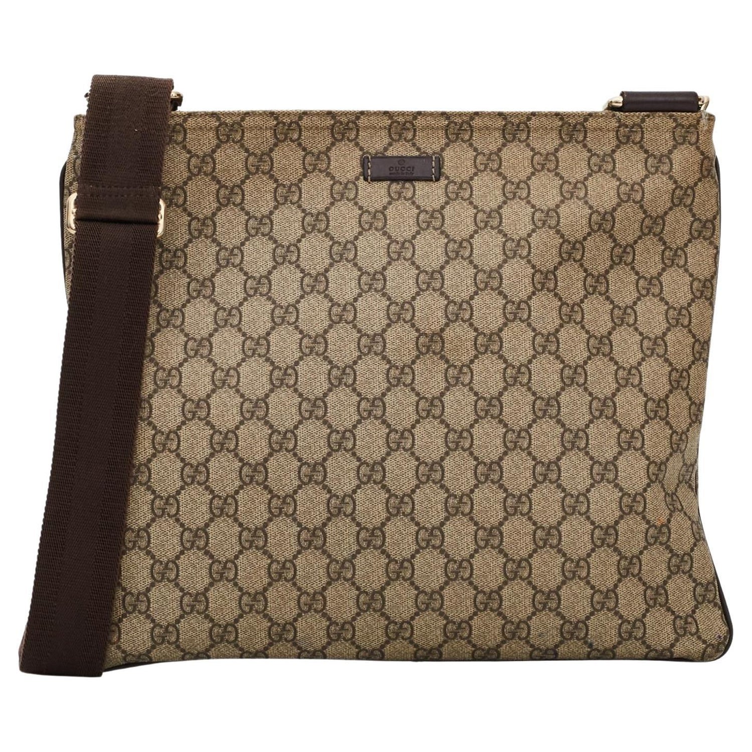 Gucci GG Supreme Monogram Canvas Beige/Ebony Messenger Bag (201446) at  1stDibs
