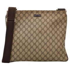 Gucci GG Supreme Messenger Bag mit Monogramm aus Segeltuch in Beige/Ebenholz (201446)