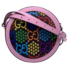 Gucci GG Supreme Monogram Canvas Psychedelic Round Shoulder Bag Pink