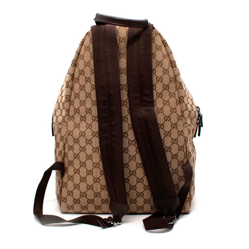 Brown Gucci GG Supreme Monogram Canvas Web Backpack For Sale