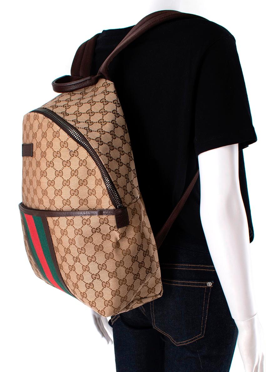 Gucci GG Supreme Monogram Canvas Web Backpack For Sale 1