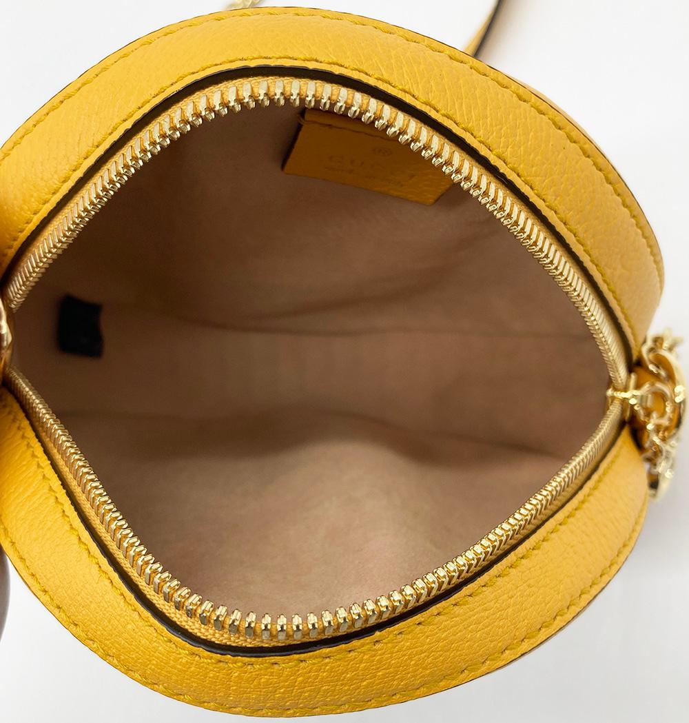 Gucci GG Supreme Monogram Flora Mini Ophidia Round Yellow Shoulder Bag 1