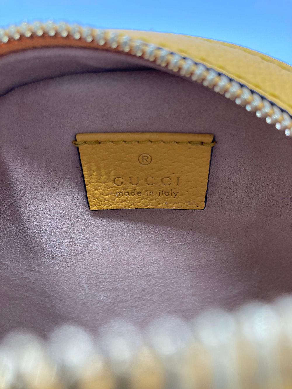 Gucci GG Supreme Monogram Flora Mini Ophidia Round Yellow Shoulder Bag 2