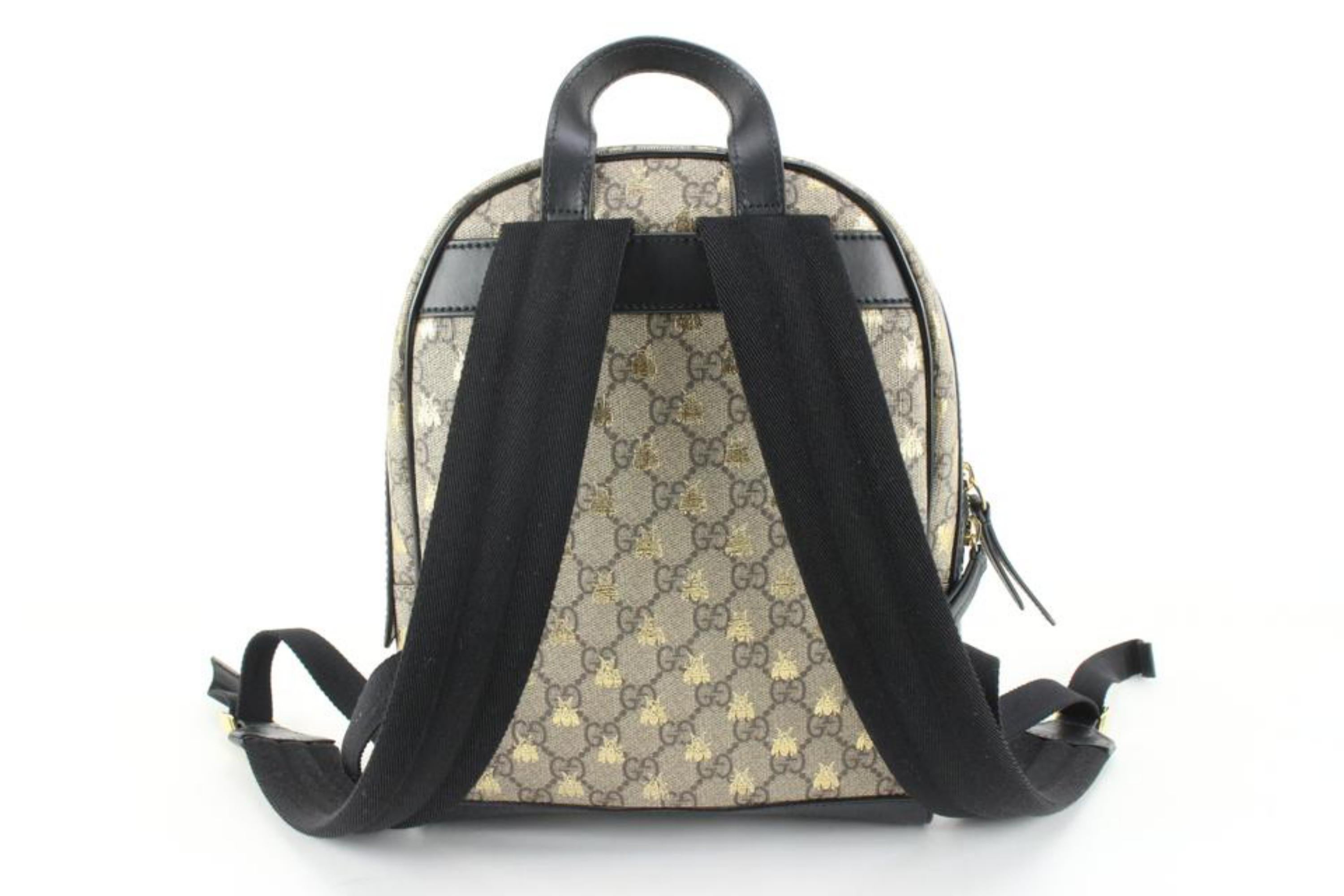 Gucci GG Supreme Monogram Gold Bees Small Backpack 58g816s at