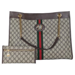 Gucci GG Supreme Monogram Large Rajah Chain Tote Beige New Acero