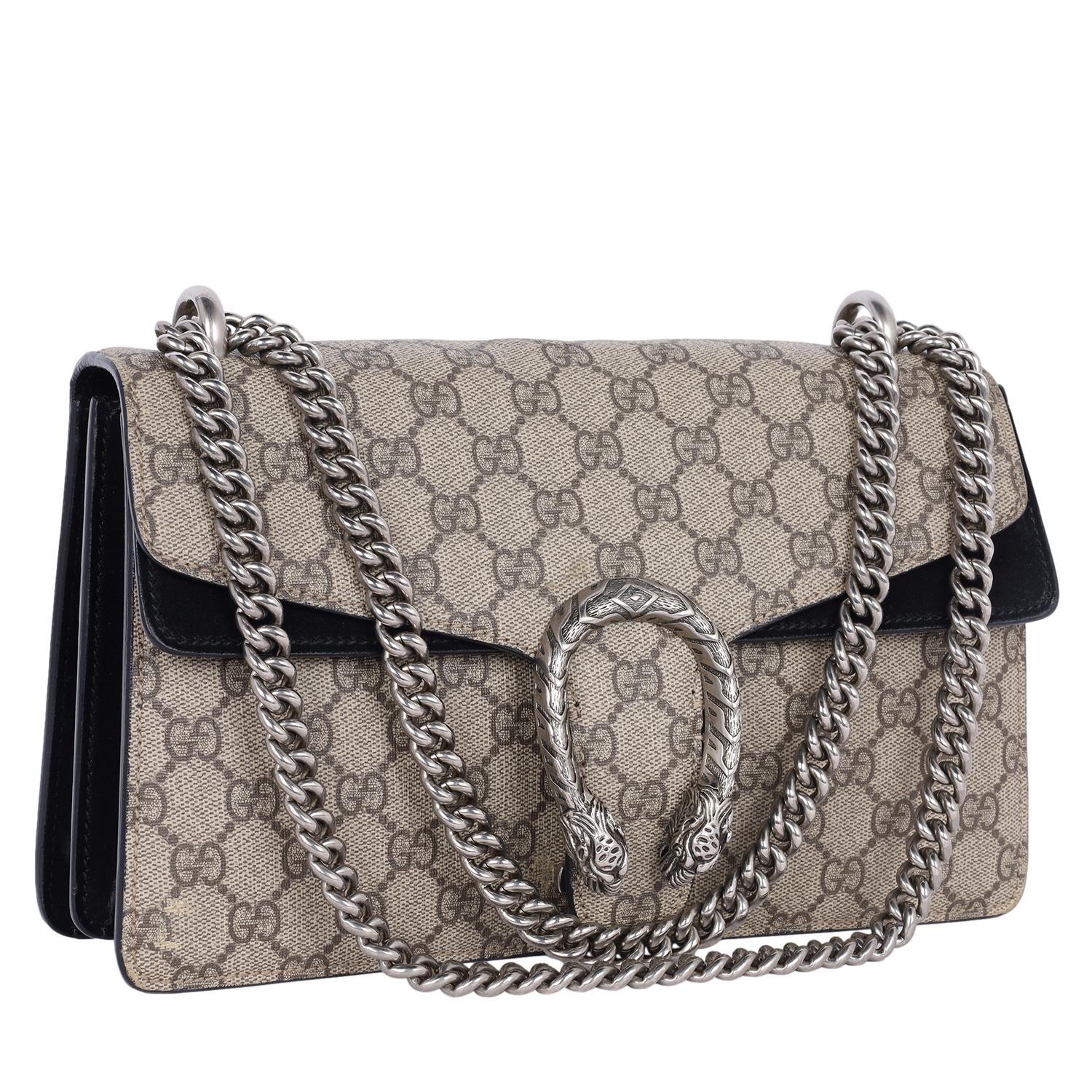 Gray Gucci GG Supreme Monogram Medium Dionysus Shoulder Bag