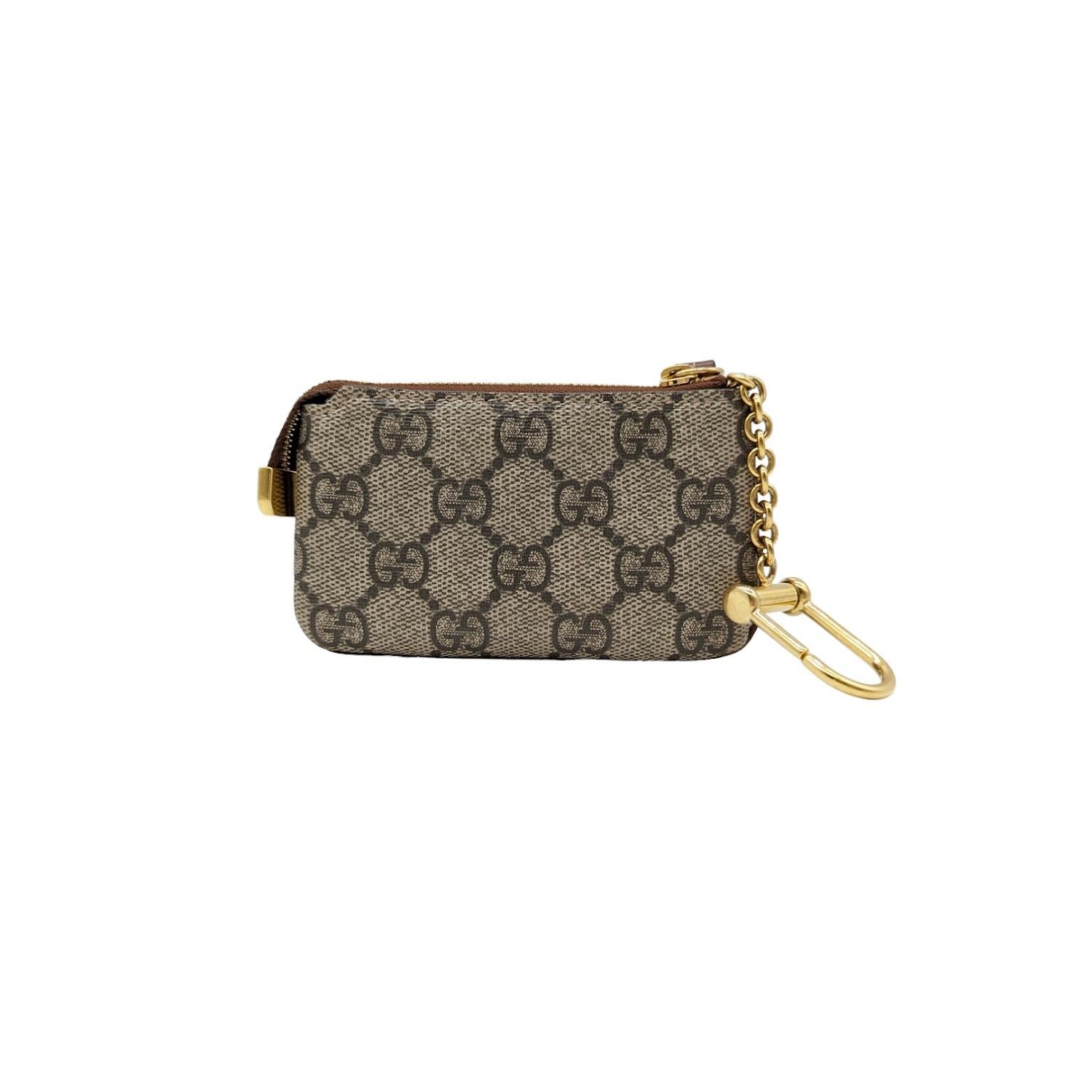 Gucci GG Supreme Monogram Ophidia Key Case Brown In Excellent Condition For Sale In Scottsdale, AZ