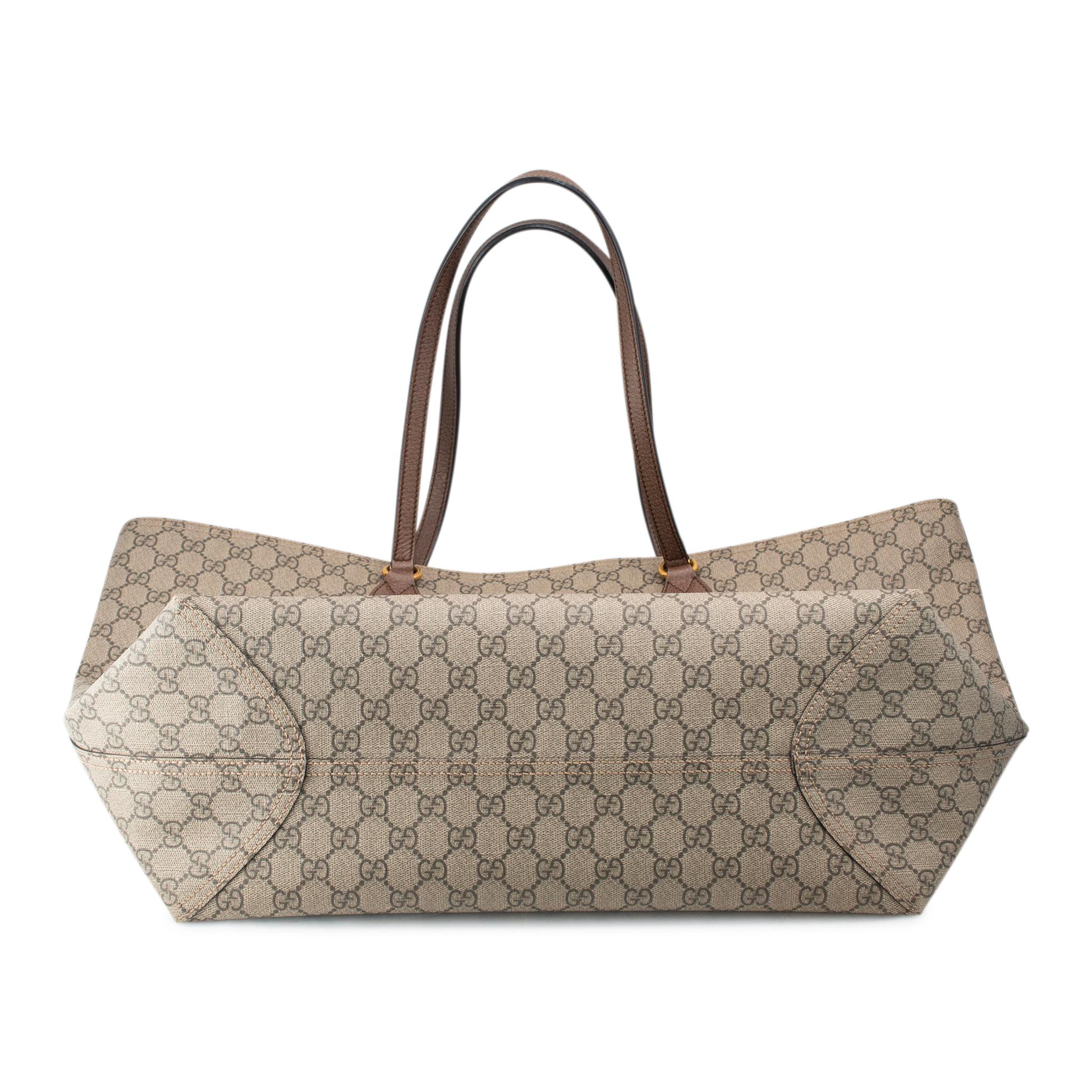 Gray Gucci Gg Supreme Monogram Ophidia Shopping Tote Handbag For Sale