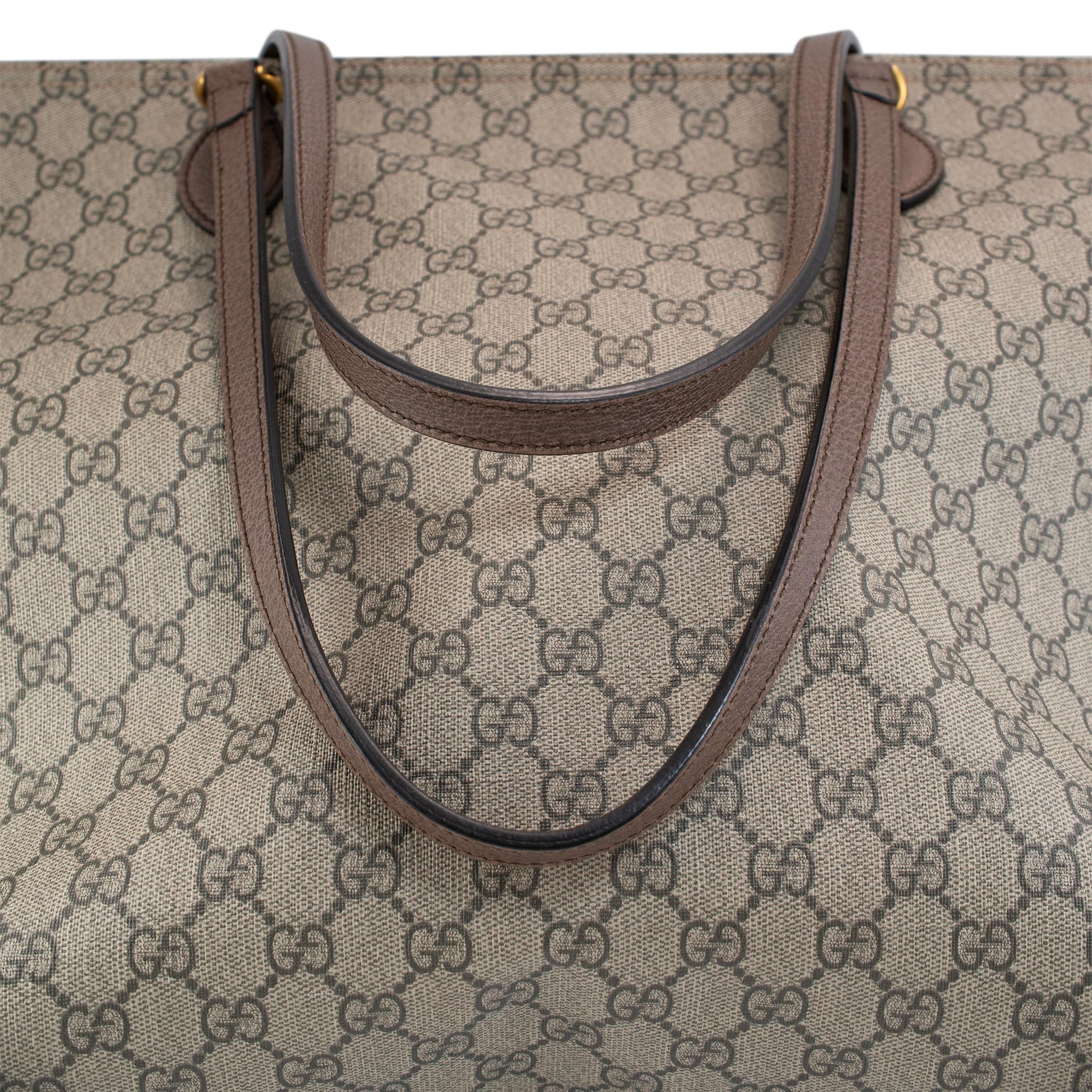 Gucci Gg Supreme Monogram Ophidia Shopping Tote Handbag In Excellent Condition For Sale In Houston, US