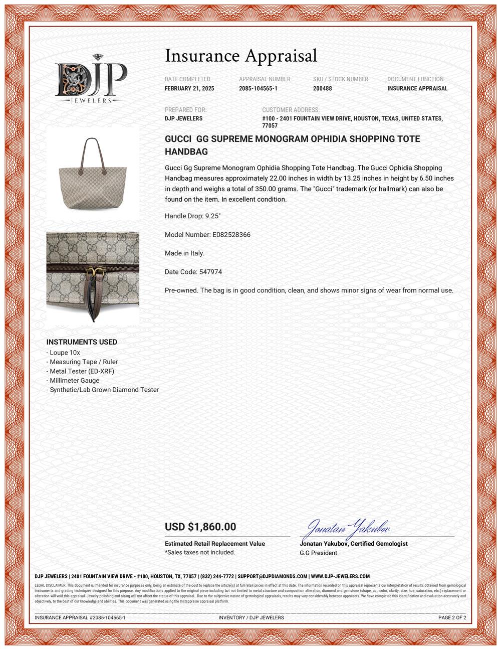 Gucci Gg Supreme Monogram Ophidia Shopping Tote Handbag For Sale 4