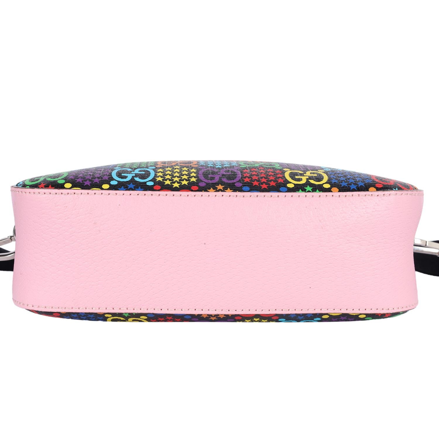GUCCI GG Supreme Monogram Psychedelic Shoulder Bag Schwarz Multicolor Sugar Pink im Angebot 6