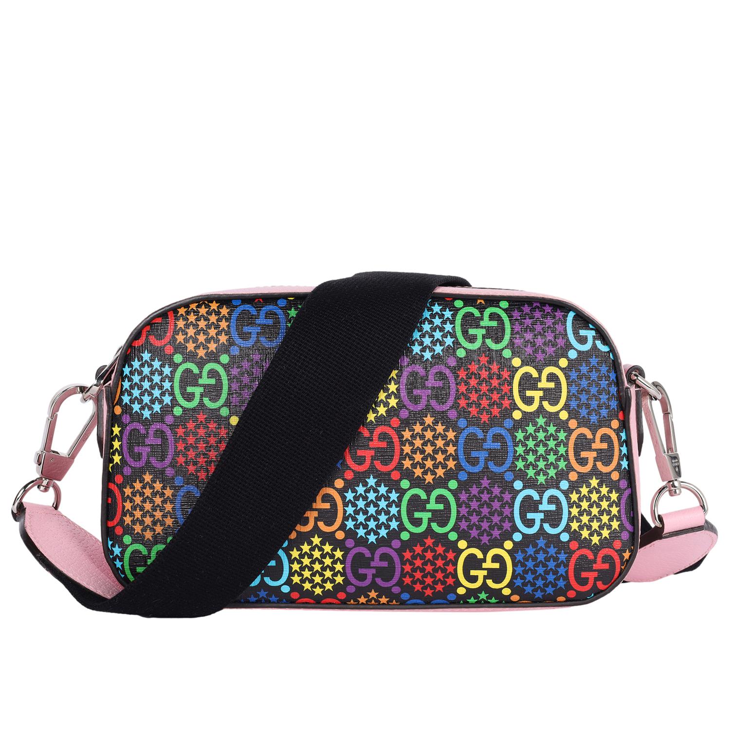 GUCCI GG Supreme Monogram Psychedelic Shoulder Bag Schwarz Multicolor Sugar Pink im Zustand „Hervorragend“ im Angebot in Salt Lake Cty, UT