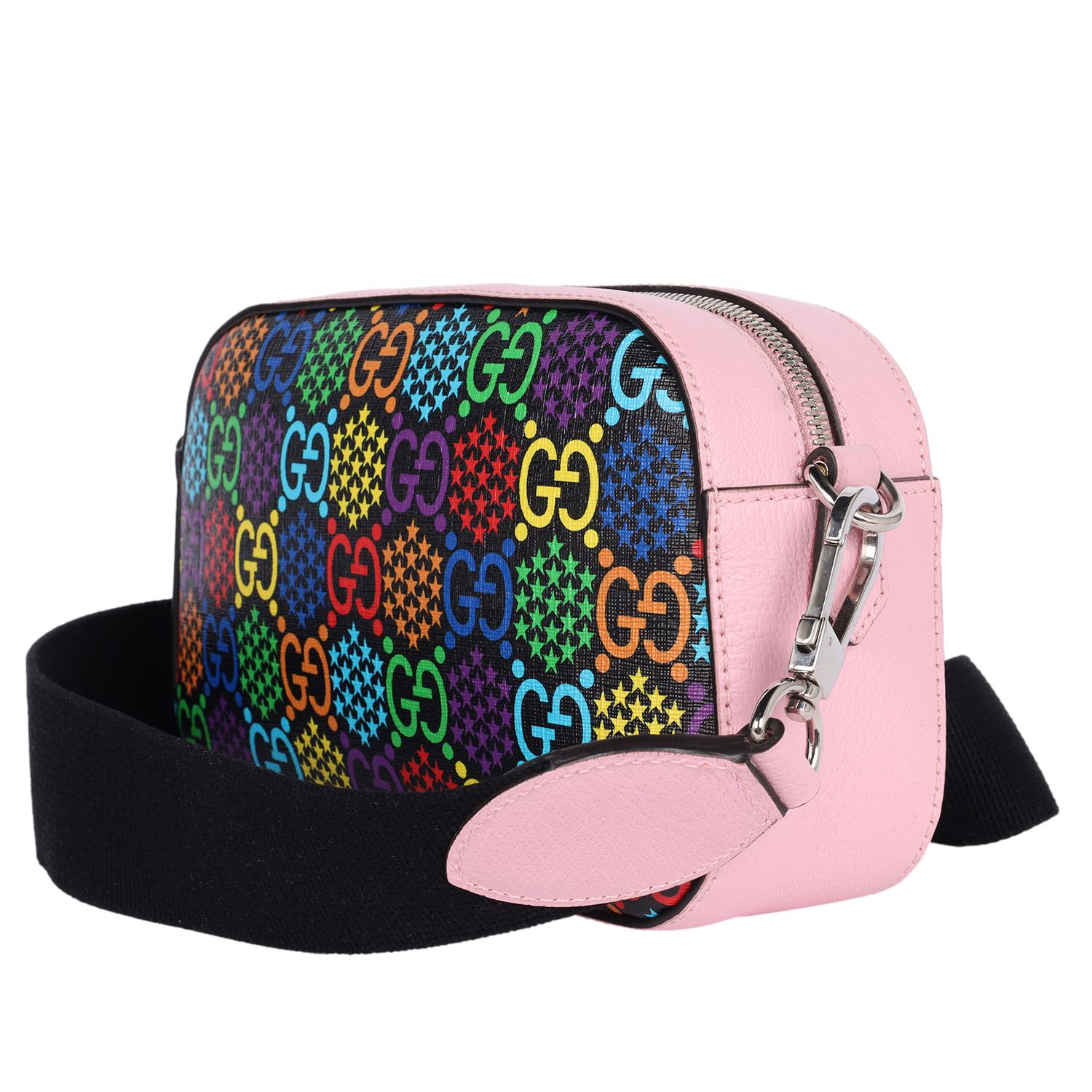 GUCCI GG Supreme Monogram Psychedelic Shoulder Bag Schwarz Multicolor Sugar Pink im Angebot 1