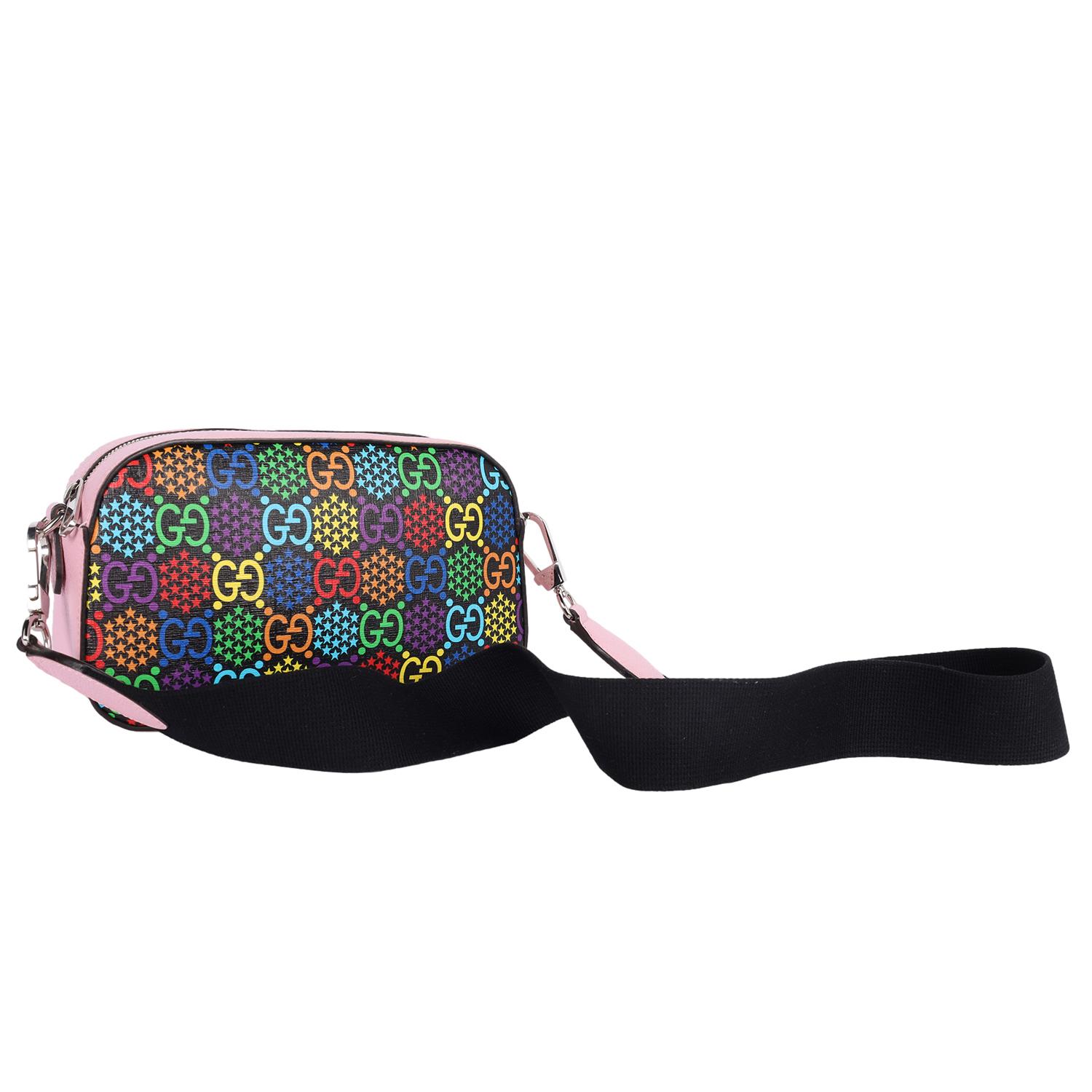 GUCCI GG Supreme Monogram Psychedelic Shoulder Bag Schwarz Multicolor Sugar Pink im Angebot 2