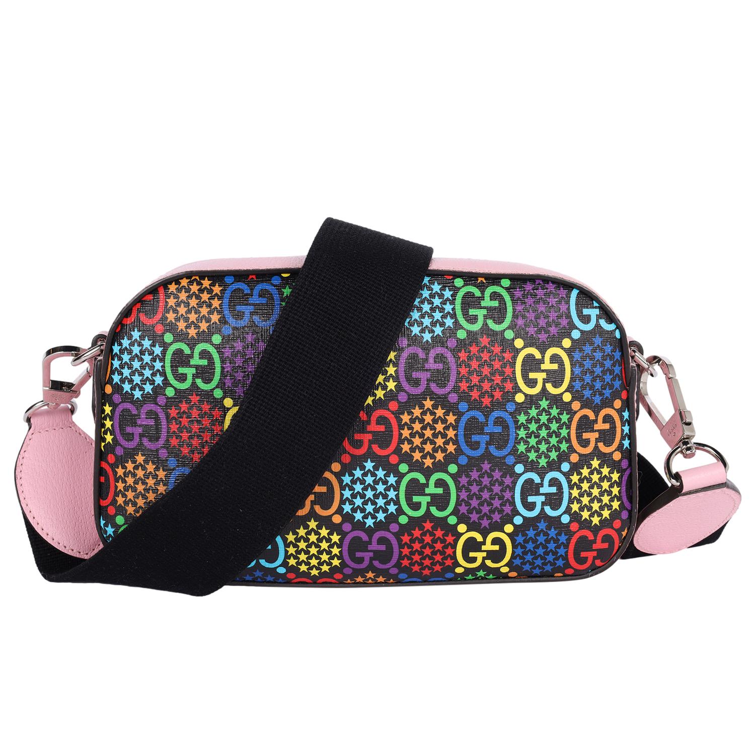 GUCCI GG Supreme Monogram Psychedelic Shoulder Bag Schwarz Multicolor Sugar Pink im Angebot 3