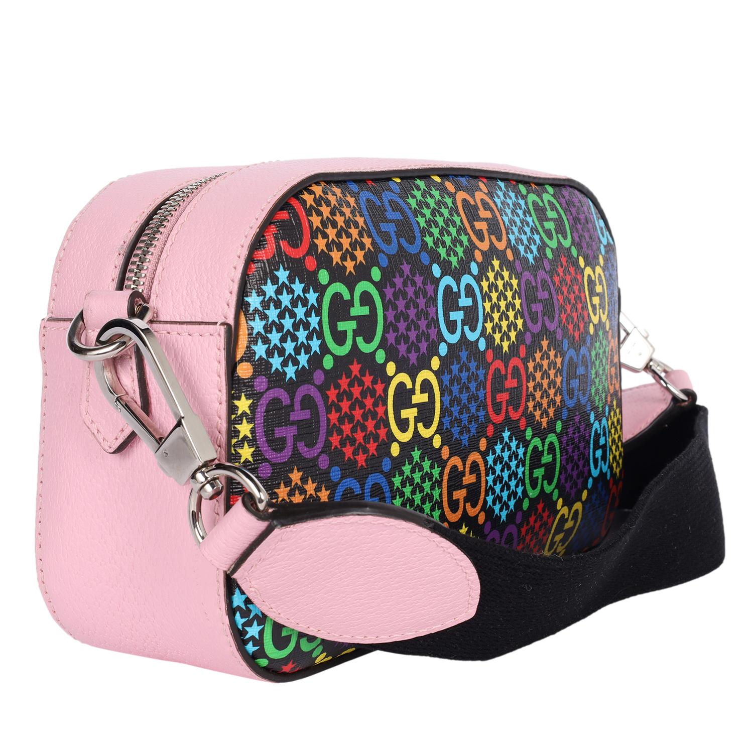 GUCCI GG Supreme Monogram Psychedelic Shoulder Bag Schwarz Multicolor Sugar Pink im Angebot 4