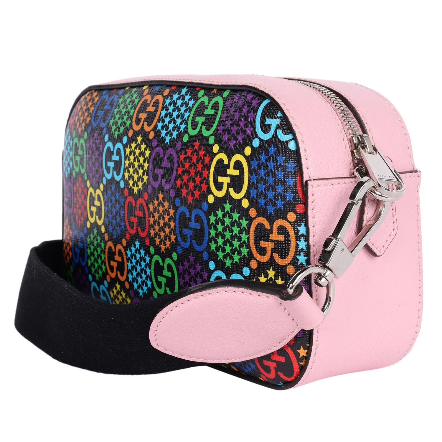 GUCCI GG Supreme Monogram Psychedelic Shoulder Bag Schwarz Multicolor Sugar Pink im Angebot 5