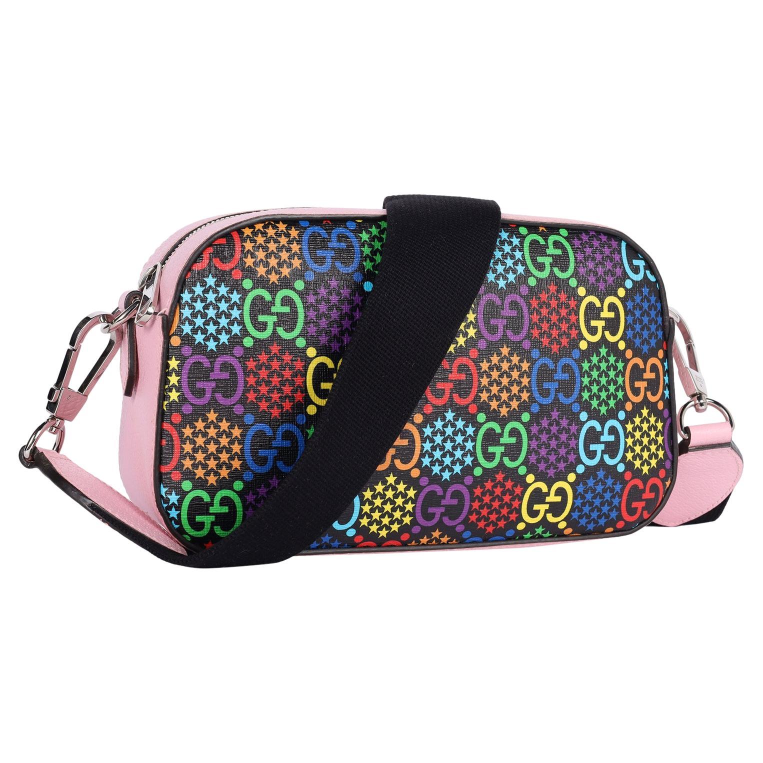 GUCCI GG Supreme Monogram Psychedelic Shoulder Bag Schwarz Multicolor Sugar Pink im Angebot