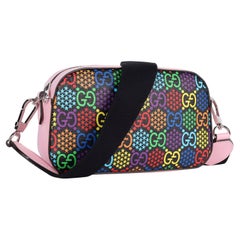 GUCCI GG Supreme Monogram Psychedelic Shoulder Bag Black Multicolor Sugar Pink