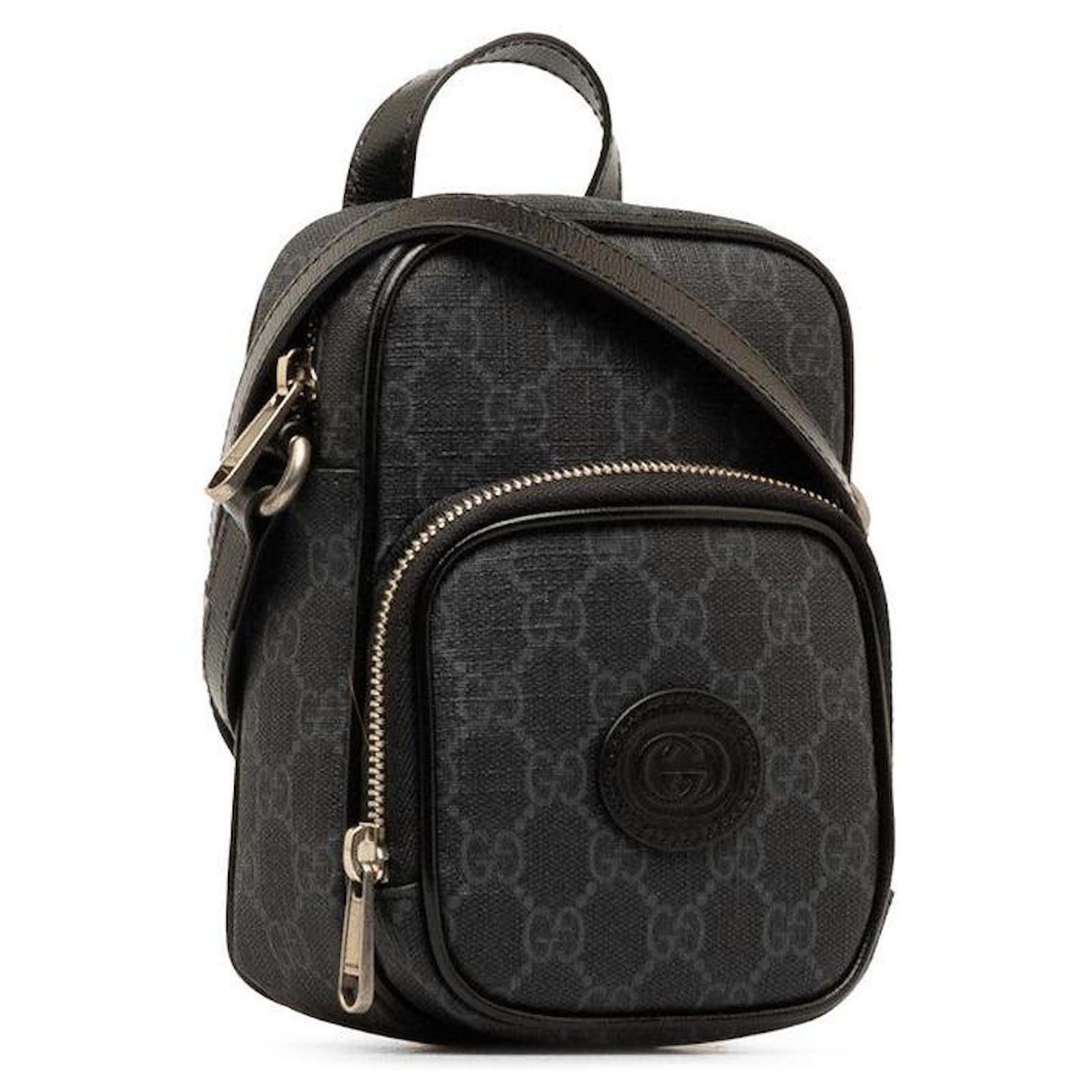 Gucci GG Supreme Monogram Retro Shoulder Bag Black Mini In Excellent Condition For Sale In Montreal, Quebec