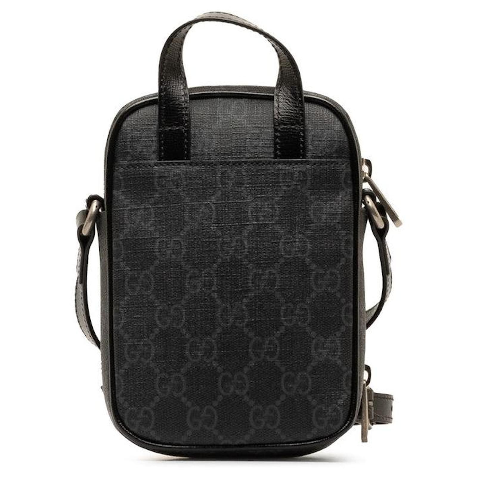 Men's Gucci GG Supreme Monogram Retro Shoulder Bag Black Mini For Sale
