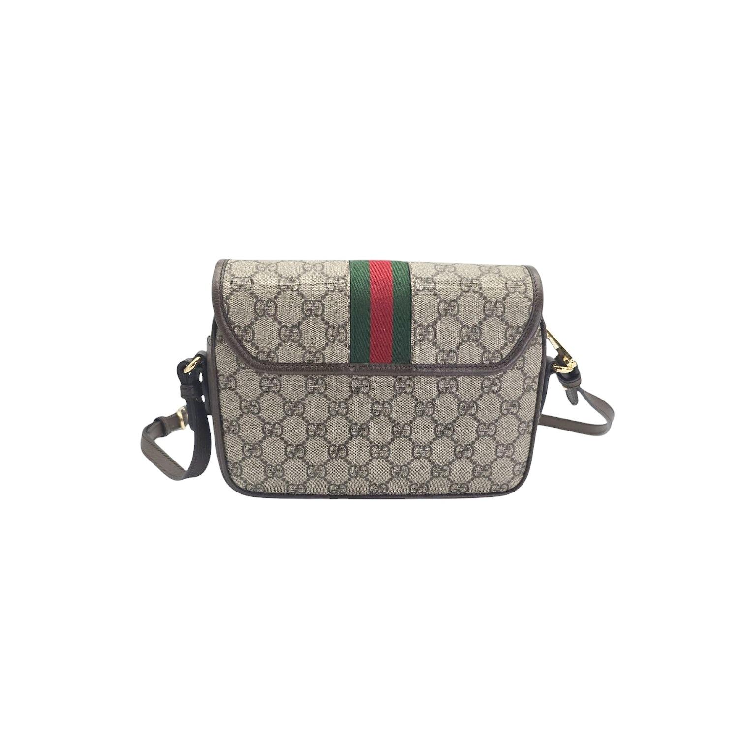 Gucci GG Supreme Monogramm-Umhängetasche aus Ophidia mit Klappe im Angebot 1