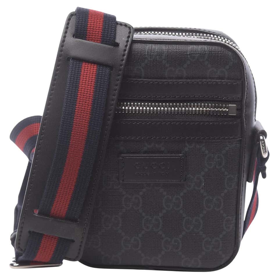 Gucci GG Supreme Monogram Web Messenger Bag Black (598103) For Sale at ...