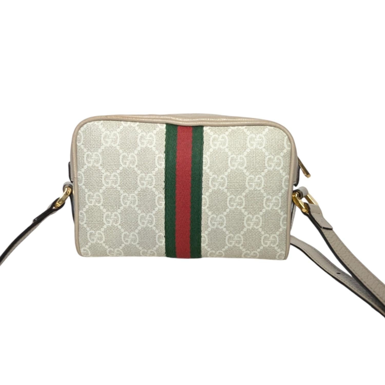 Brown Gucci GG Supreme Monogram Web Mini Ophidia Crossbody White For Sale
