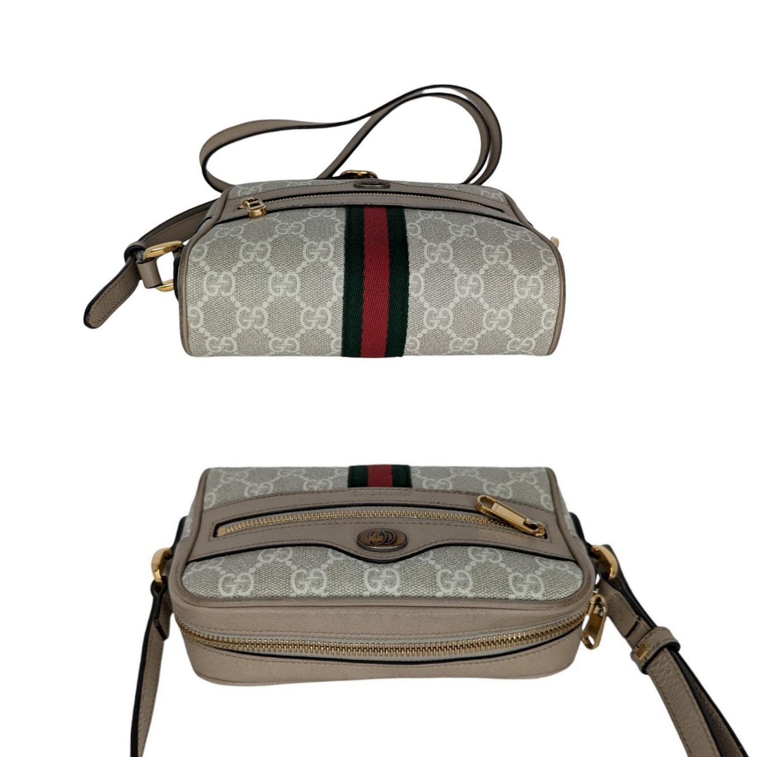Women's Gucci GG Supreme Monogram Web Mini Ophidia Crossbody White For Sale