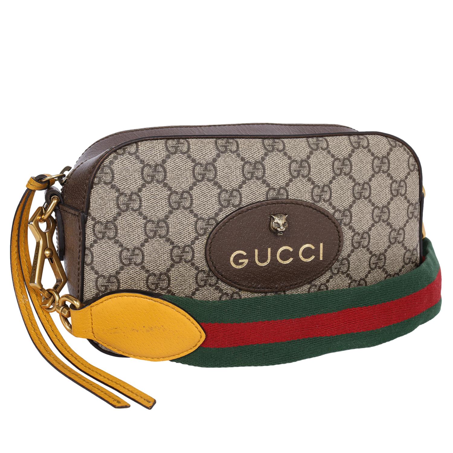Women's Gucci GG Supreme Monogram Web Neo Vintage Crossbody Bag