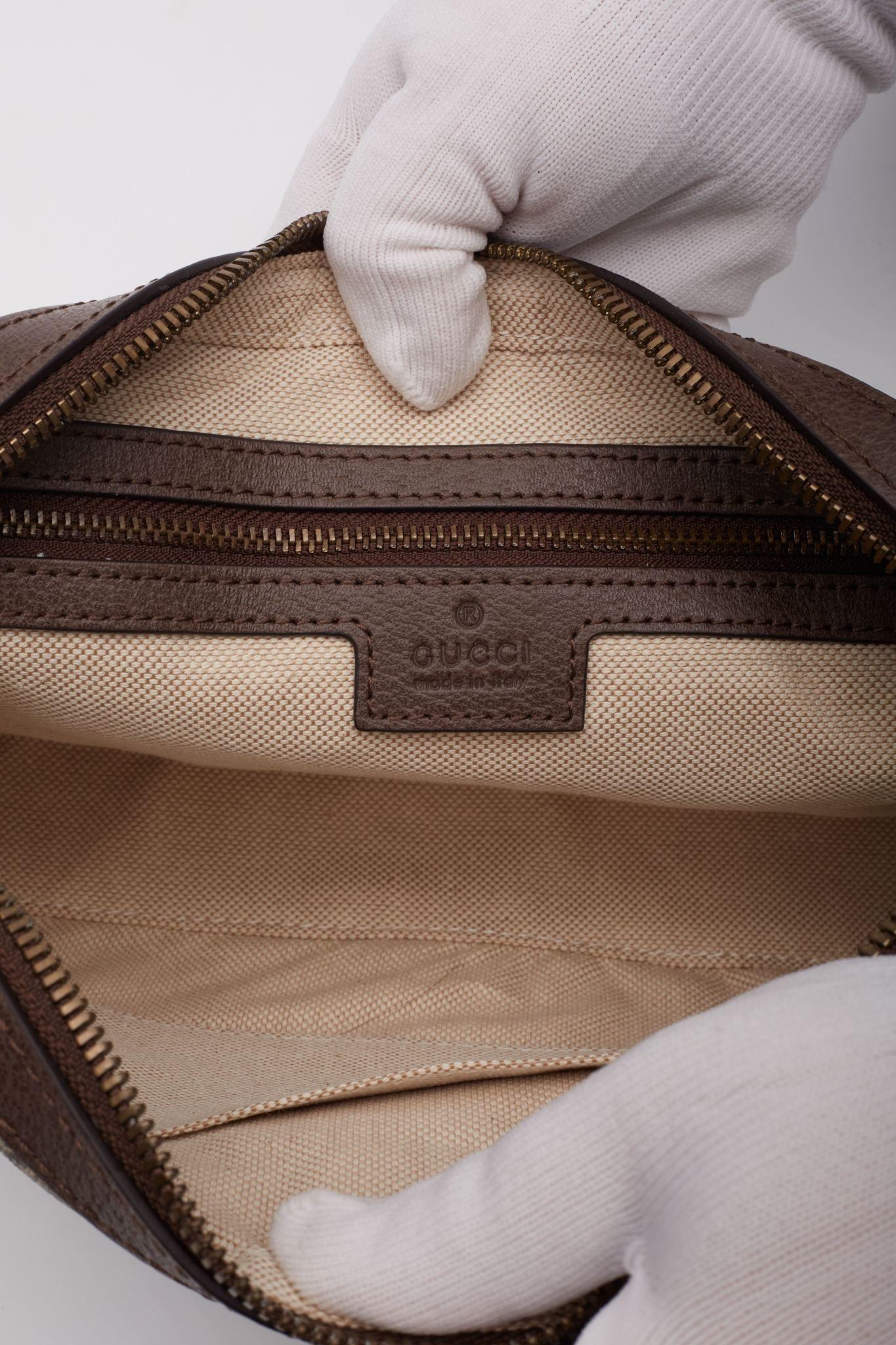 Gucci GG Supreme Monogram Web Ophidia Camera Shoulder Bag Ebony For Sale 5