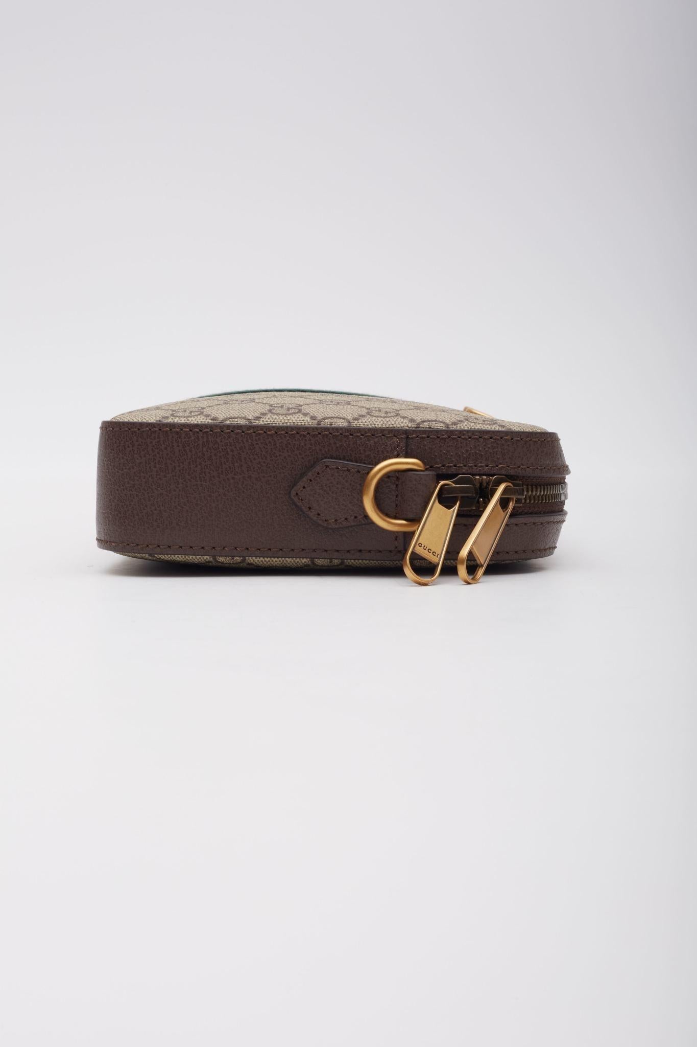 Gucci GG Supreme Monogram Web Ophidia Camera Shoulder Bag Ebony For Sale 2