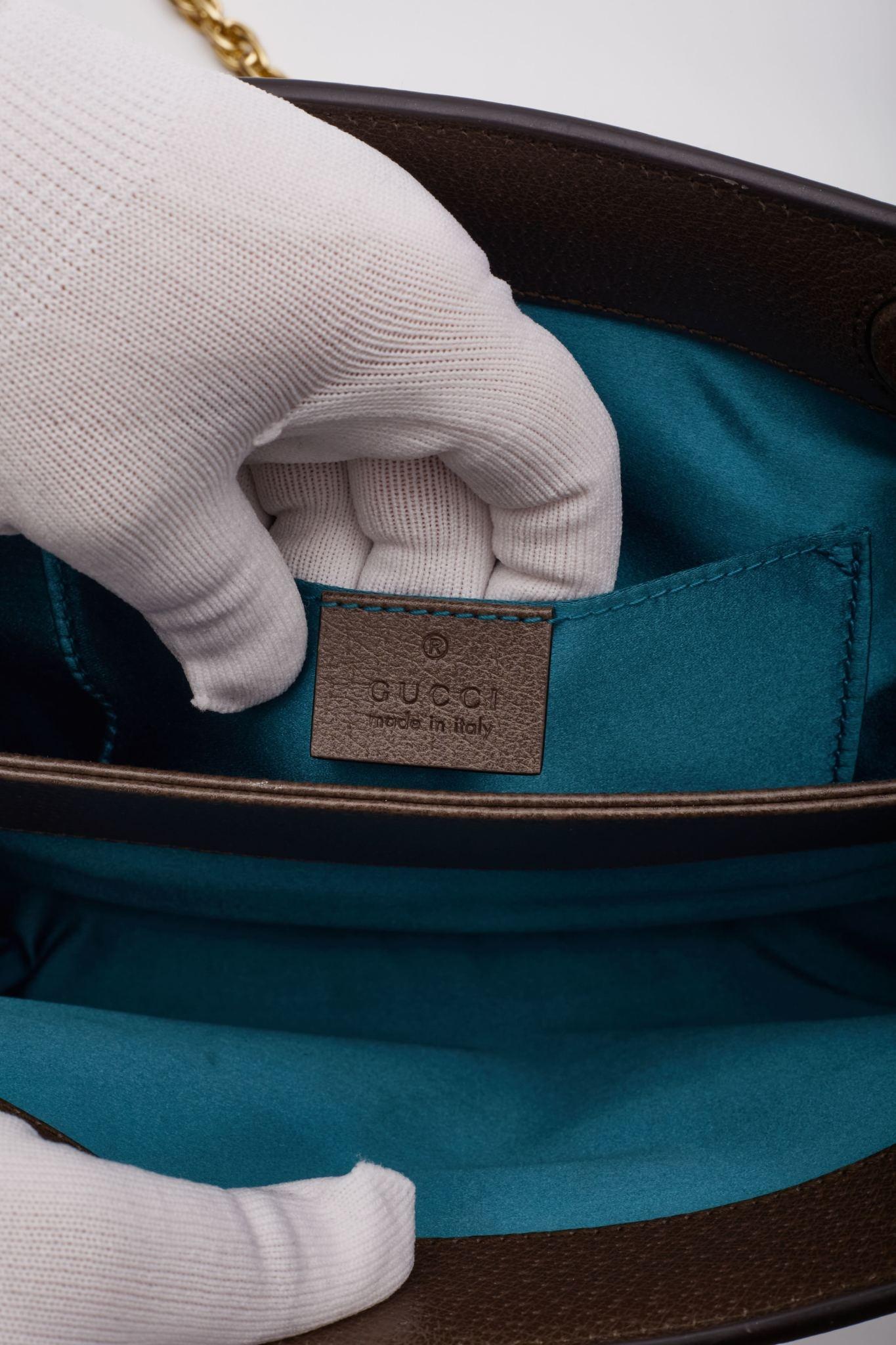 Gucci GG Supreme Monogram Web Ophidia Chain Shoulder Ebony Small For Sale 5