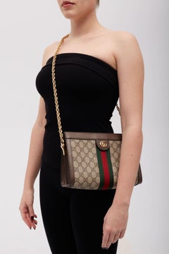 Gucci GG Supreme Monogram Web Ophidia Chain Shoulder Ebony Small