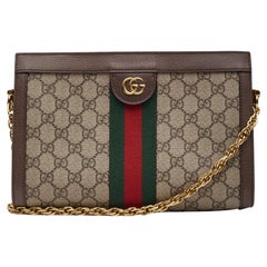 Gucci GG Supreme Monogram Web Ophidia Chain Shoulder Ebony Small