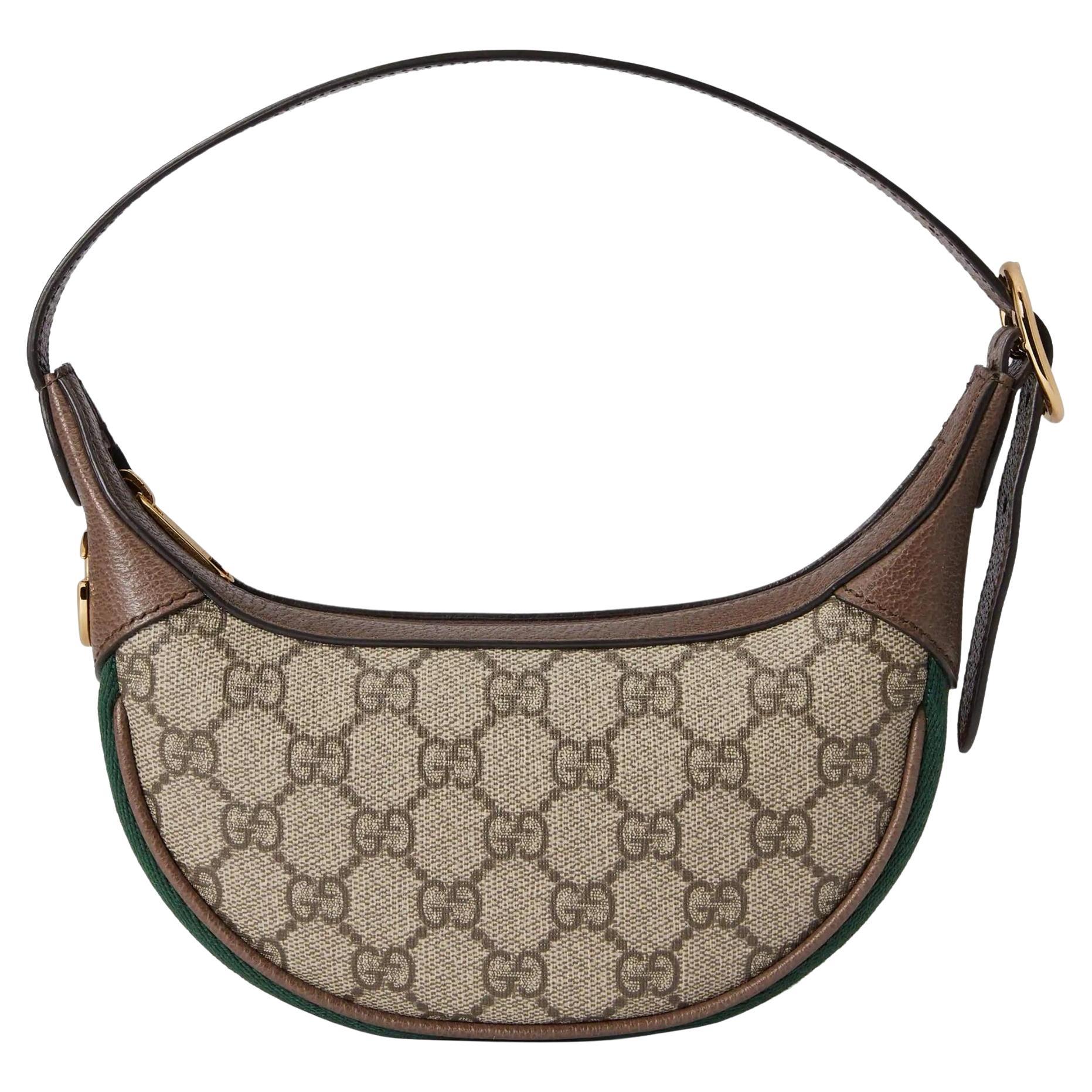 Gucci GG Supreme Monogram Web Ophidia Crescent Mini Bag (658551)