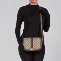 Gucci GG Supreme Monogram Web Ophidia Flap Bag Brown