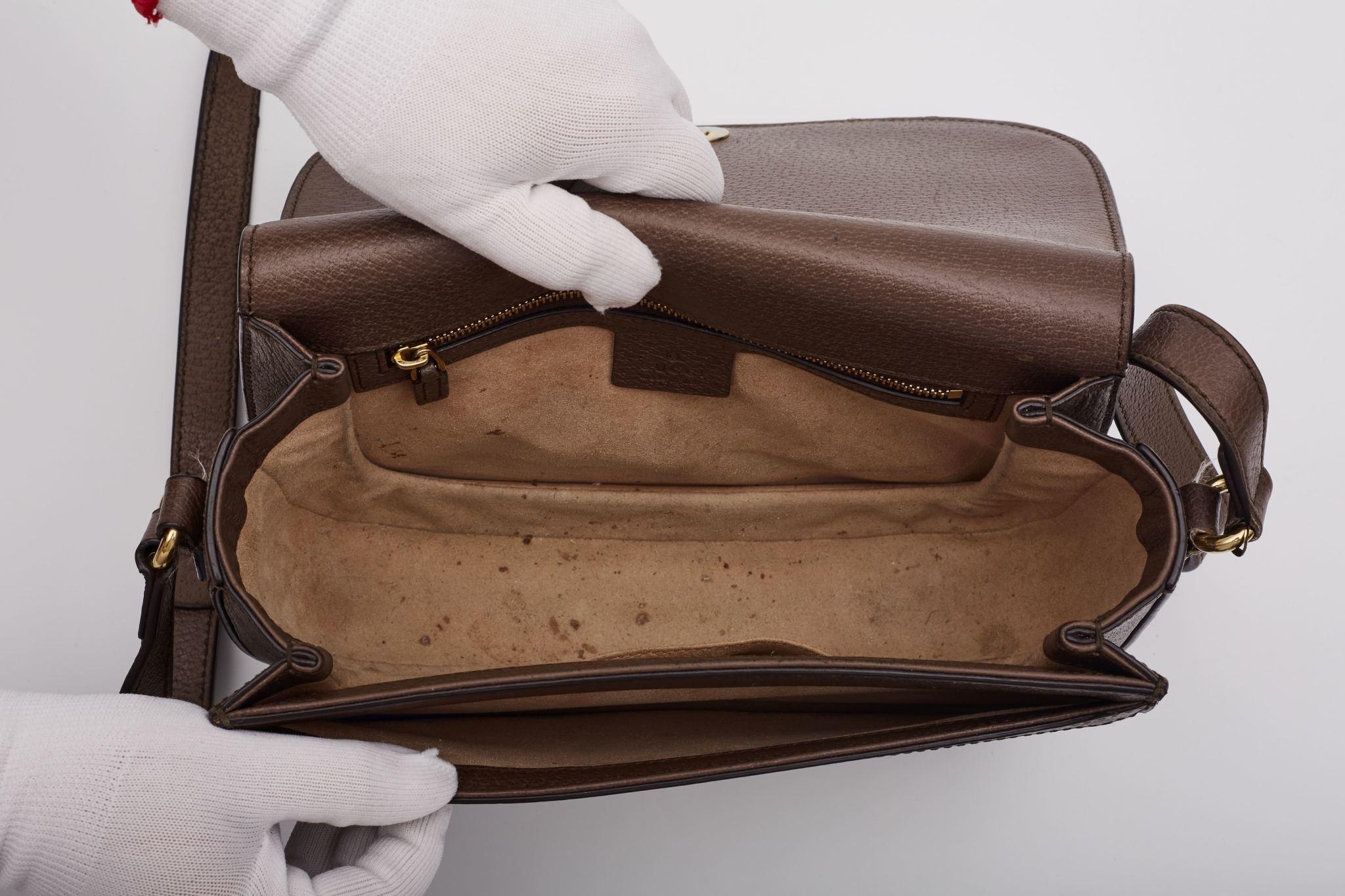 Gucci GG Supreme Monogram Web Ophidia Flap Bag Brown For Sale 5