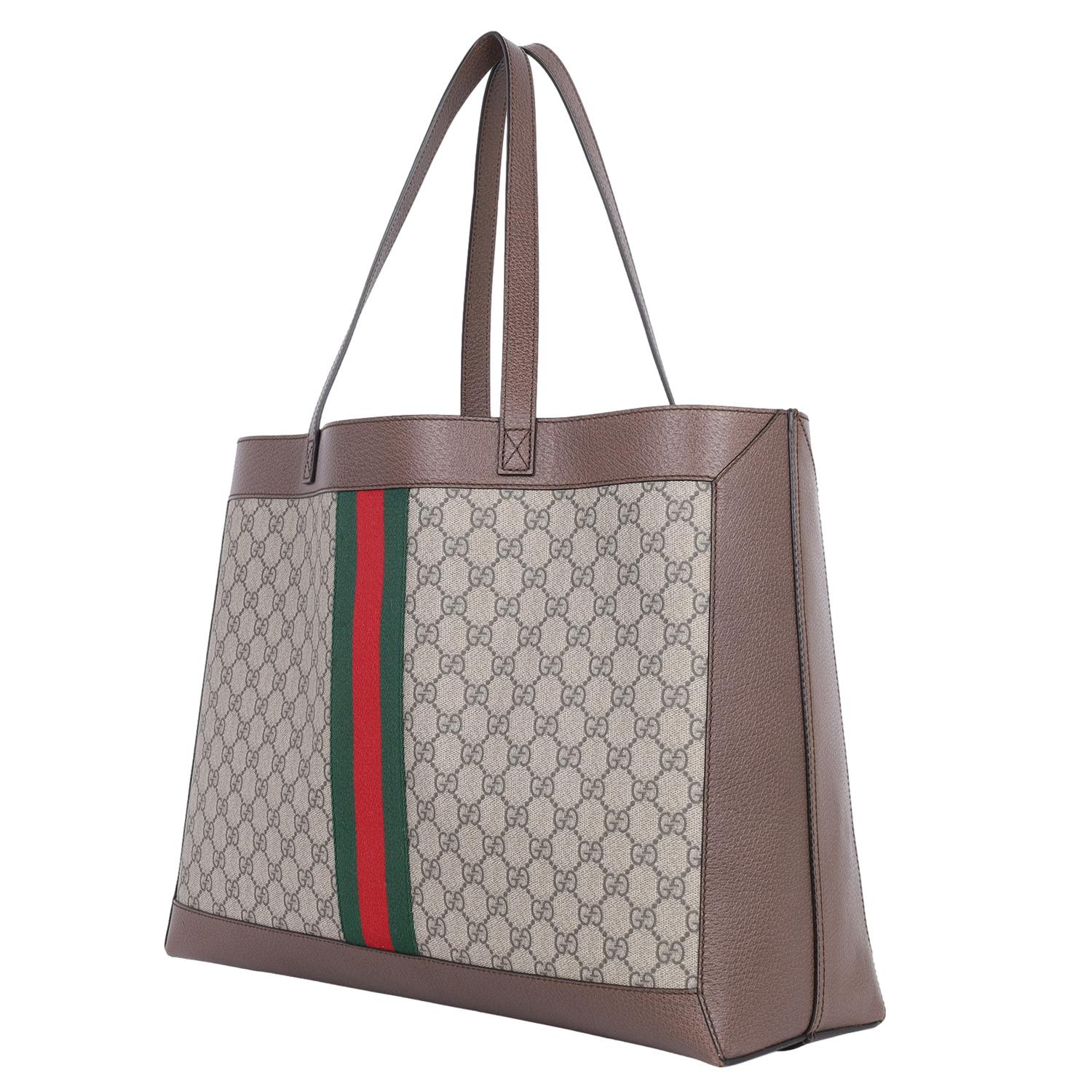 Gucci GG Supreme Monogram Web Ophidia Tote Brown 5